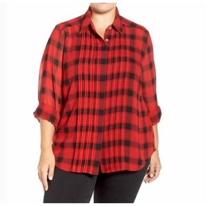 FOXCROFT WOMEN PLEATED GEORGETTE SHIRT 3X LONG SLEEVE CAREER PREPPY OLD MONEY